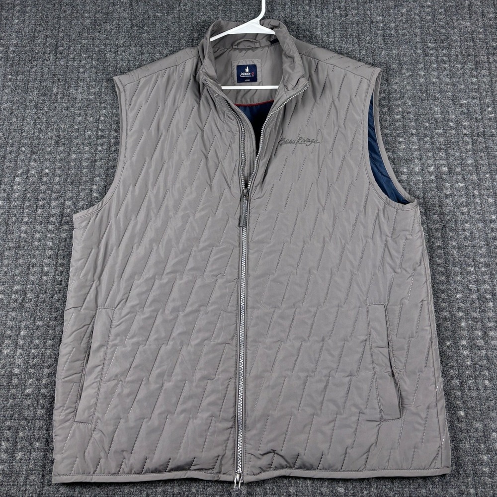 johnnie-O Quilted Full Zip Vest Beau Rivage Resort & Casino Embroidery Grey L